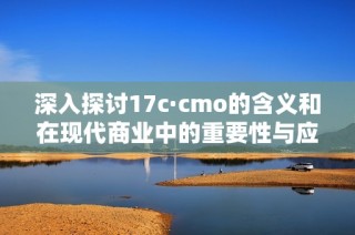 深入探讨17c·cmo的含义和在现代商业中的重要性与应用