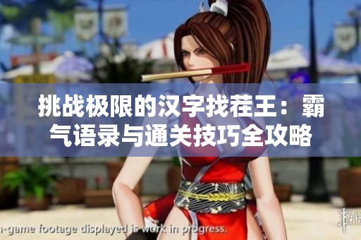 挑战极限的汉字找茬王：霸气语录与通关技巧全攻略