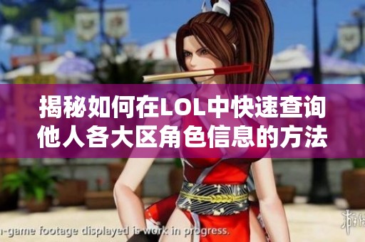 揭秘如何在LOL中快速查询他人各大区角色信息的方法