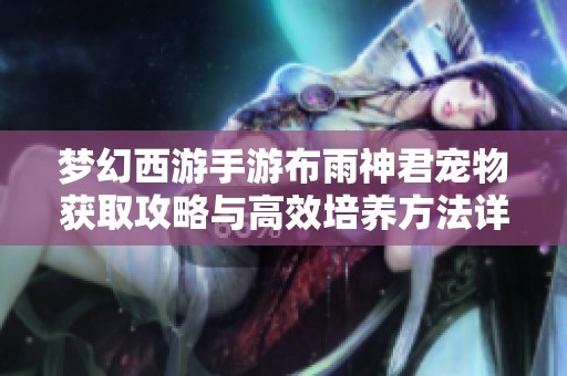 梦幻西游手游布雨神君宠物获取攻略与高效培养方法详解
