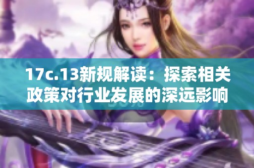 17c.13新规解读：探索相关政策对行业发展的深远影响与启示