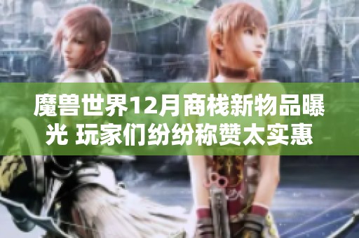 魔兽世界12月商栈新物品曝光 玩家们纷纷称赞太实惠